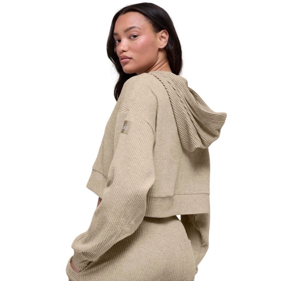 ALO Muse Cropped Hoodie - Gravel Heather - XXS NWT - Picture 2 of 5